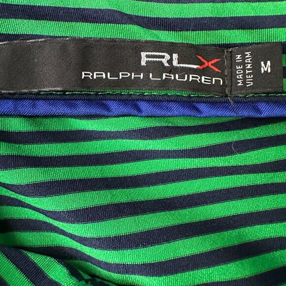 RLX Ralph Lauren Polo Shirt Men’s Medium Green Striped Short Sleeve Merion Golf - Picture 5 of 8